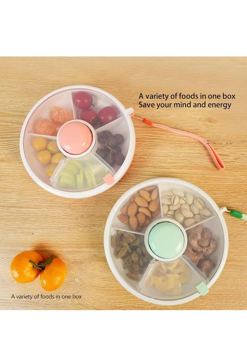 Kids Snack Spinner, 5 Compartment Dispenser 360Â° Rotating Reusable Snack Container with Lid and Hand Strap, Leakproof Baby Food Storage Container for Home, Travel (Pink) - Image 3